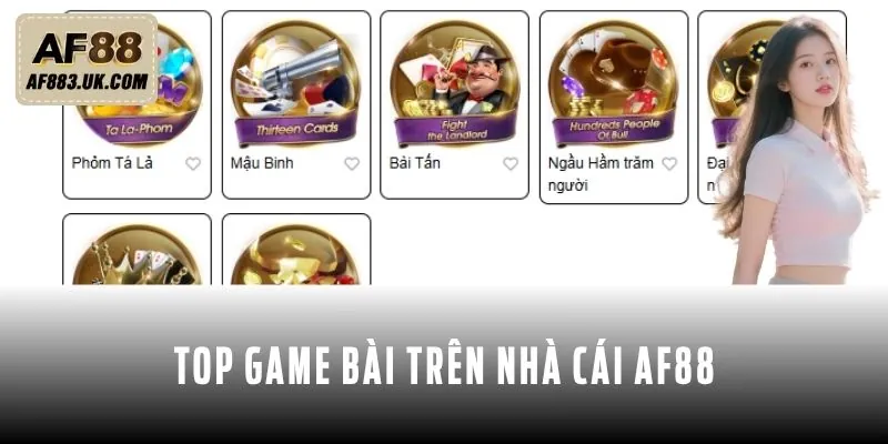 Top game bài được cung cấp tại sảnh cho người chơi